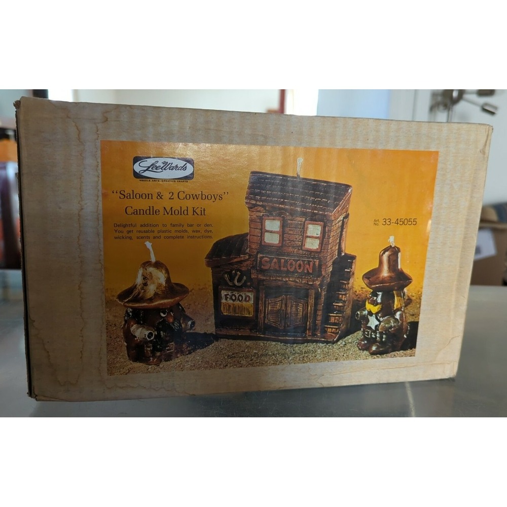 Vintage New Old Stock 1950's-60s Lee Wards "Saloon & 2 Cowboys" Candle Mold Kit‎